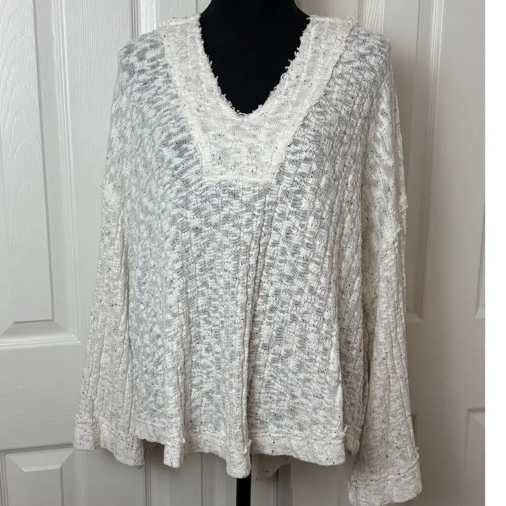 Free People Baja Babe Hacci Top Women’s Size Small Sweater Hooded Coastal Beach
